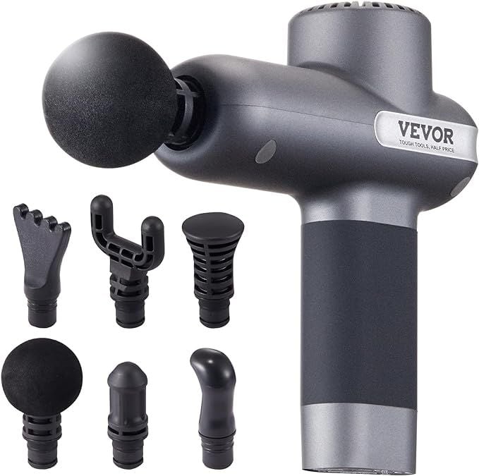 Vevor Mini Massage Gun with 5 Speeds and 6 Heads