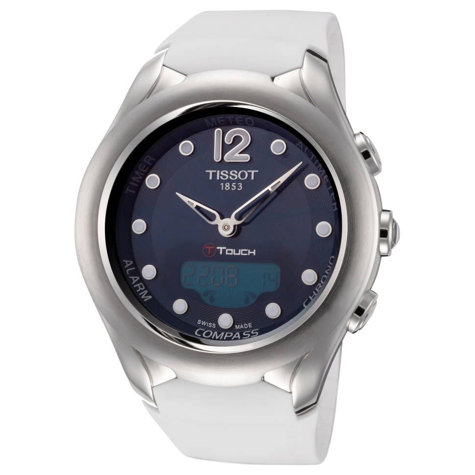 ‎Tissot Women's T-Touch Quartz Watch with White Band and Fold-Over Clasp
