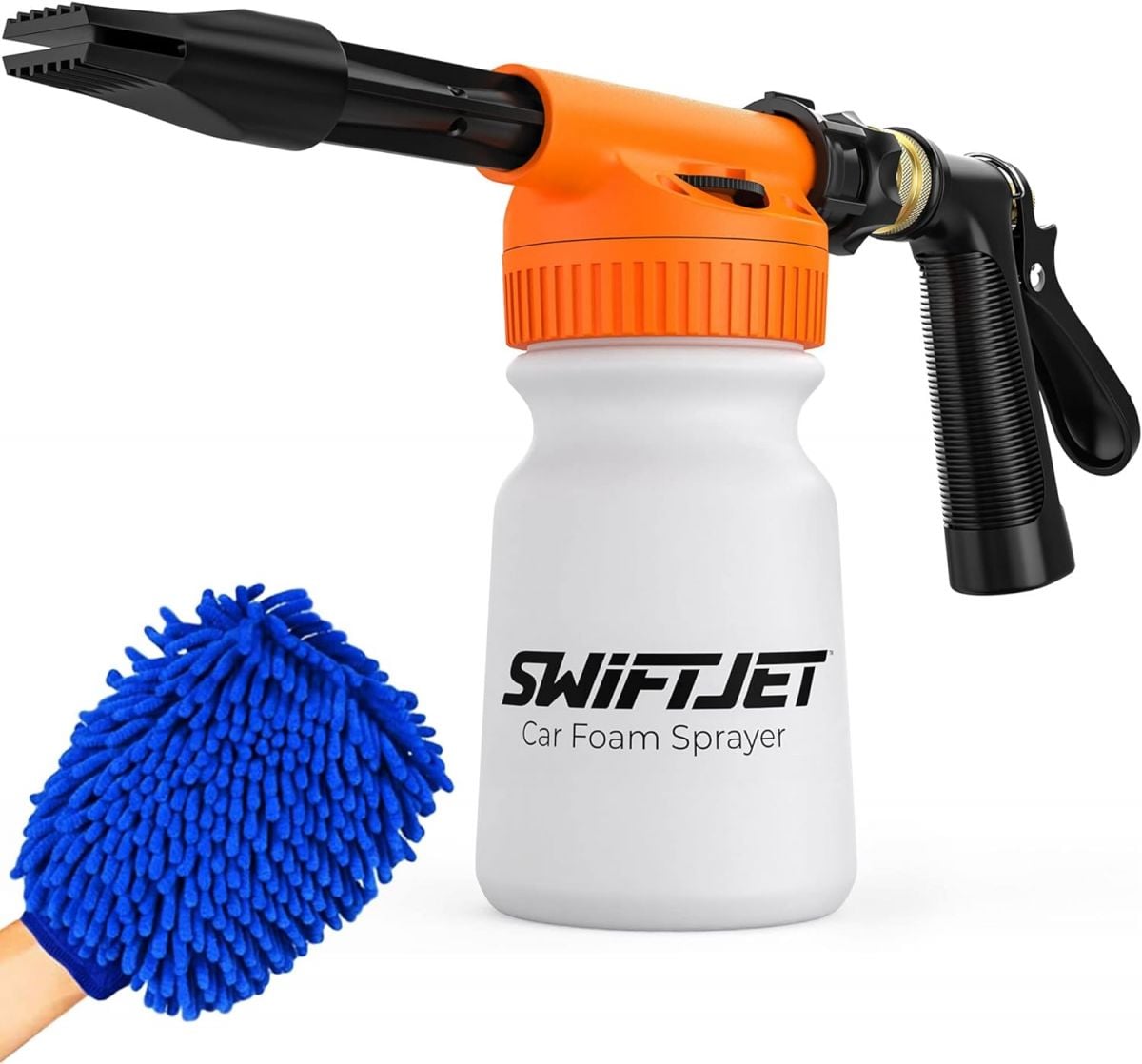 SwiftJet High-Pressure Car Wash Foam Blaster Kit with Microfiber Wash Glove