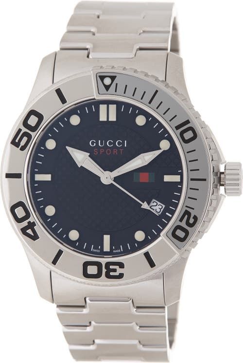 Gucci G-Timeless Men's 45mm Water Resistant Stainless Steel Quartz Sports Watch with Black Dial Made from Swiss