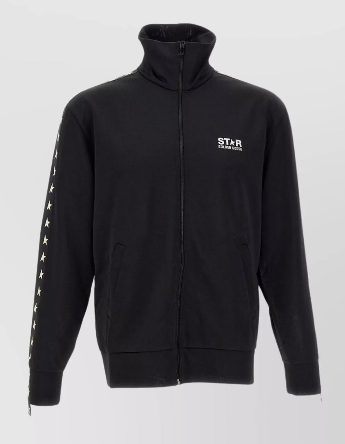 Black Star Denis Zip-up Track Jacket (star sleeve hooded sweatshirt)