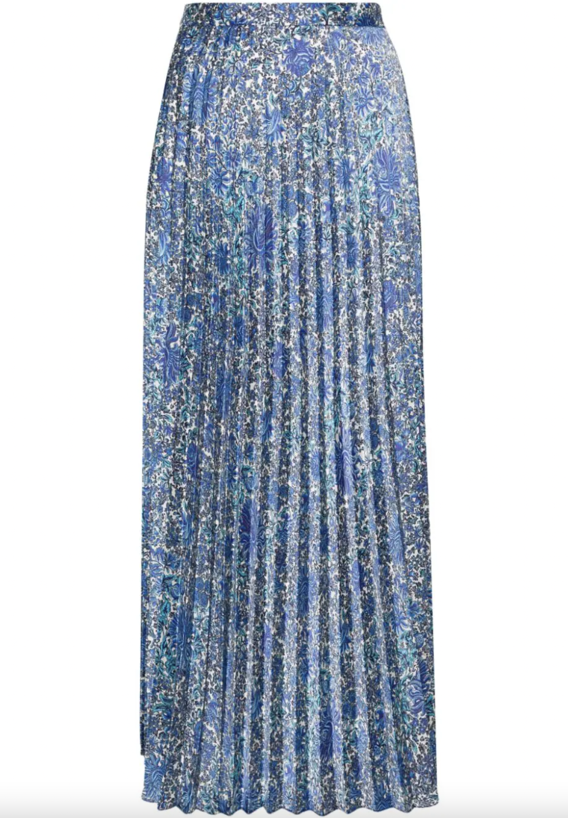 Paisley-print Pleated Midi Skirt In Blue White,SANDRO