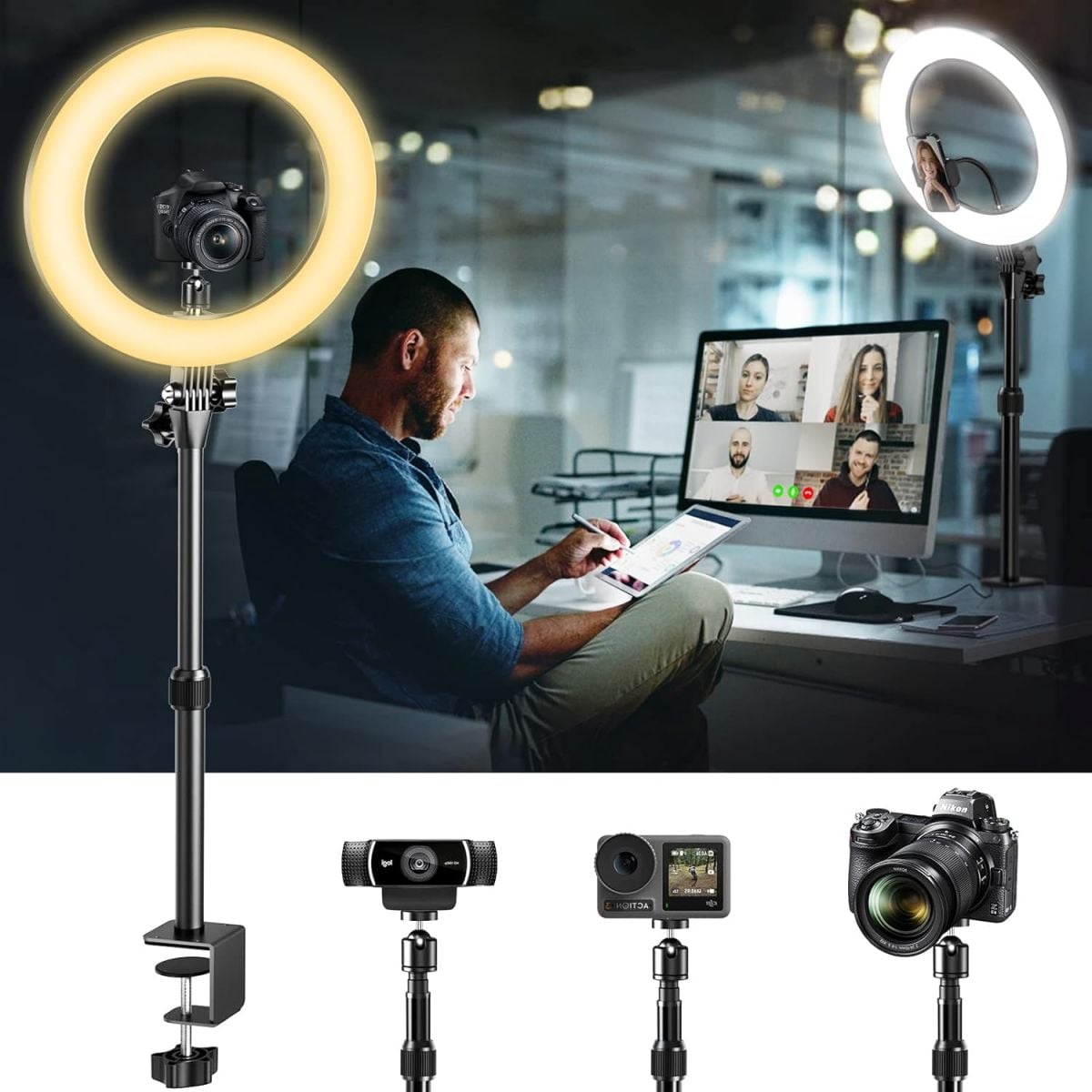 Yarrashop 12-Inch Ring Light with Stand and Phone Mount for Streaming or Video Calls and Content Creation