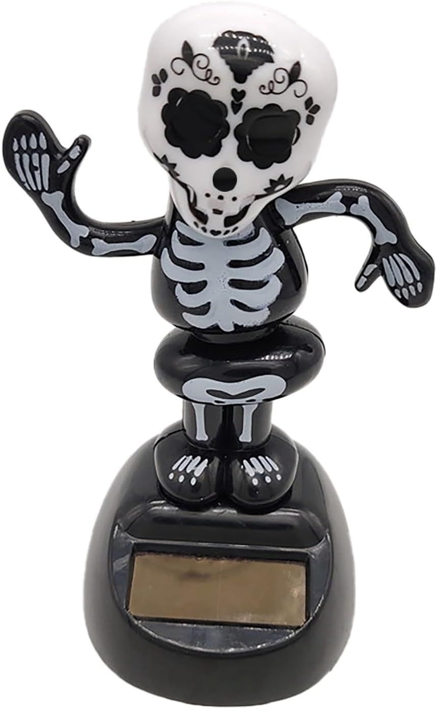 Generic Solar Dancing Skeleton Dashboard Ornament 2024 Halloween Themed Bobblehead Car Accessory
