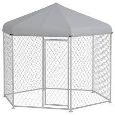PawHut Outdoor Dog Kennel with UV-Resistant Waterproof Roof, Silver
