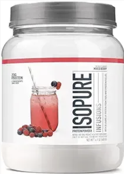 Isopure Protein Powder, Clear Whey Isolate Protein, Post Workout Recovery Drink Mix, Gluten Free with Zero Added Sugar, Infusions- Mixed Berry, 16 Servings