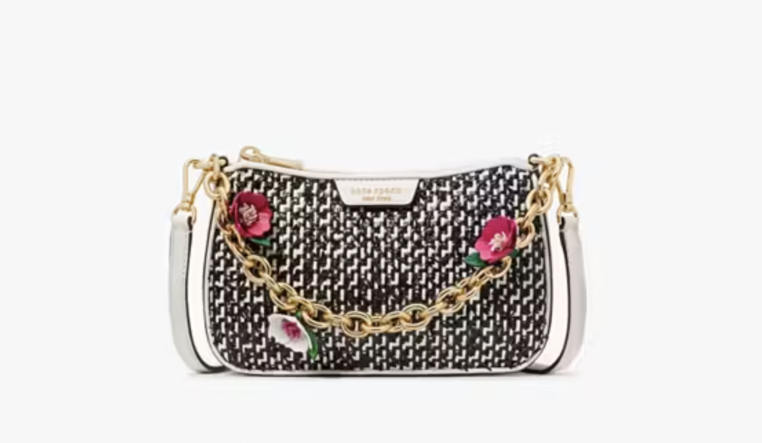 Kate Spade Jolie Raffia Tweed Small Convertible Crossbody (Sunset Blaze Multi/ Parchment Multi)