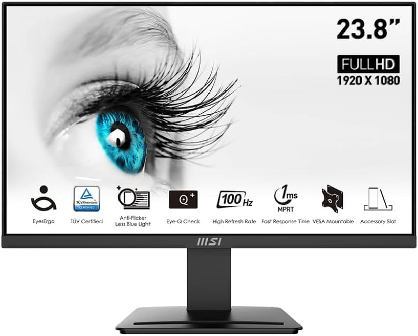 MSI PRO MP2412 24-Inch FHD Monitor with FreeSync 100Hz and TUV Certified Eye Protection