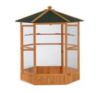 PawHut 69" Large Wooden Hexagonal Outdoor Aviary, Brown
