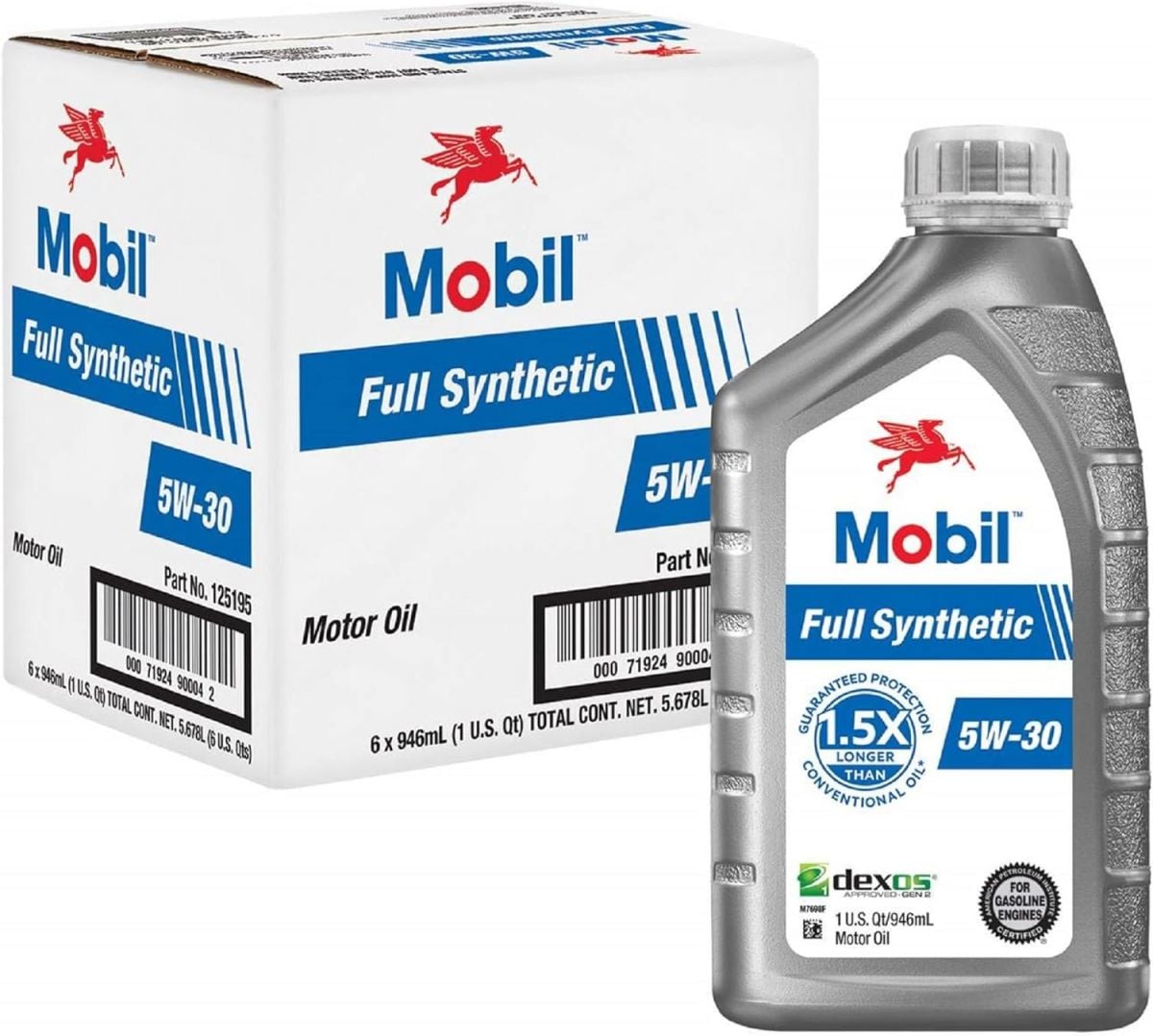 Mobil 5W-30 Full Synthetic Motor Oil 1 Quart Pack of 6 for Enhanced Engine Protection