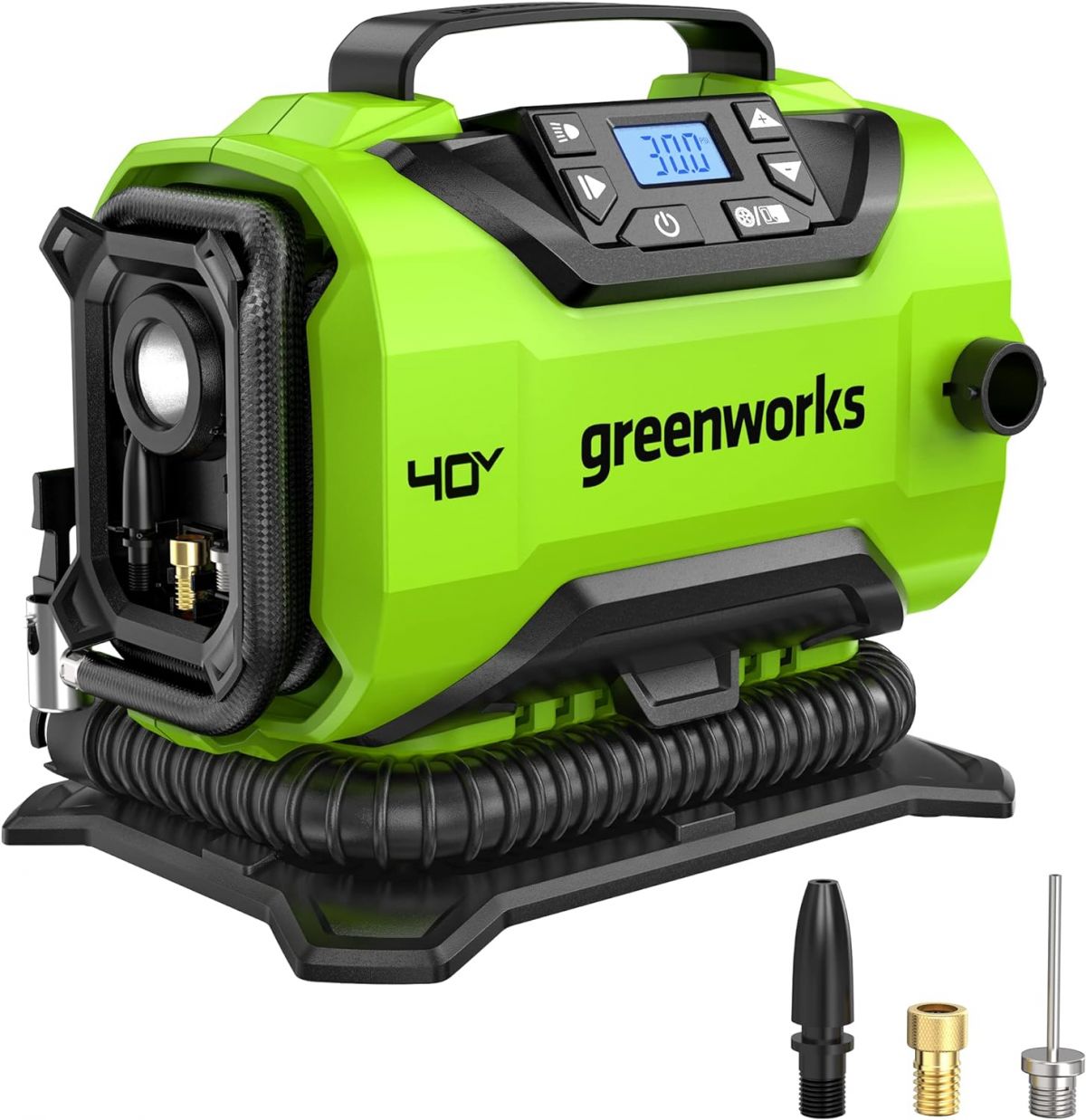 Greenworks 40V Portable Tire Inflator Air Compressor with Auto Shut Off 160 PSI for Cars Bicycles Motorcycles