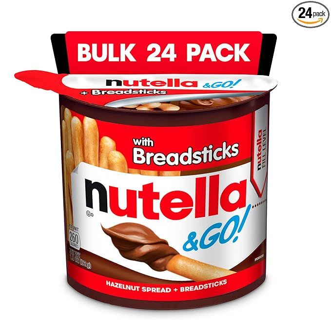 Nutella & GO Hazelnut and Cocoa Spread with Breadsticks, Bulk 24 Pack (1.8 oz Each)