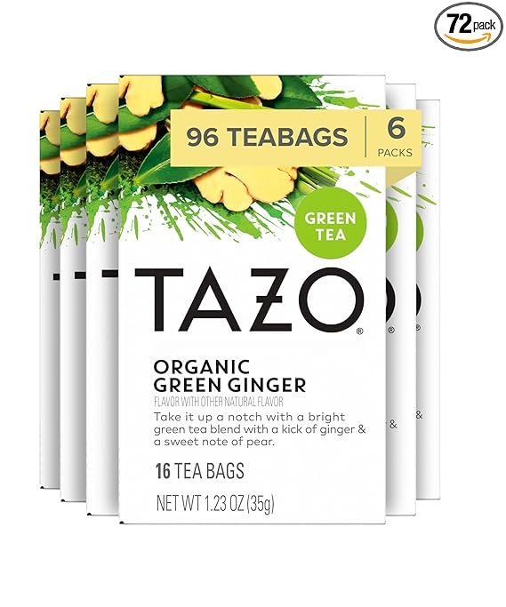 TAZO Organic Green Ginger Tea Bags, 96 Total Tea Bags (16ct - Pack of 6)