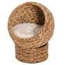 PawHut Banana Leaf Elevated Cat Bed Basket with Cushion, Brown