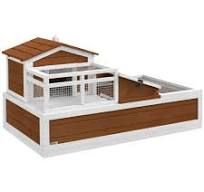 PawHut 3-Room Tortoise Habitat House, Coffee