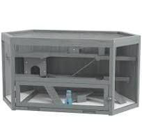 PawHut Wooden Hamster Cage Small Animal Exercise Play House, Gray