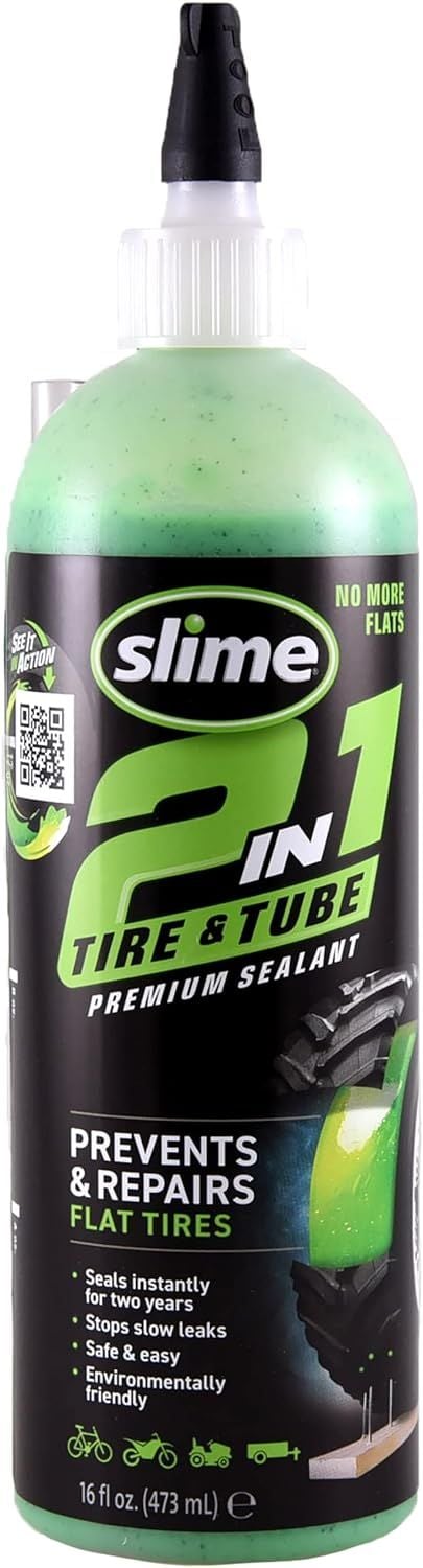 Slime 10193 Premium Tire and Tube Sealant for Puncture Repair 2-in-1 Eco-Friendly 16oz