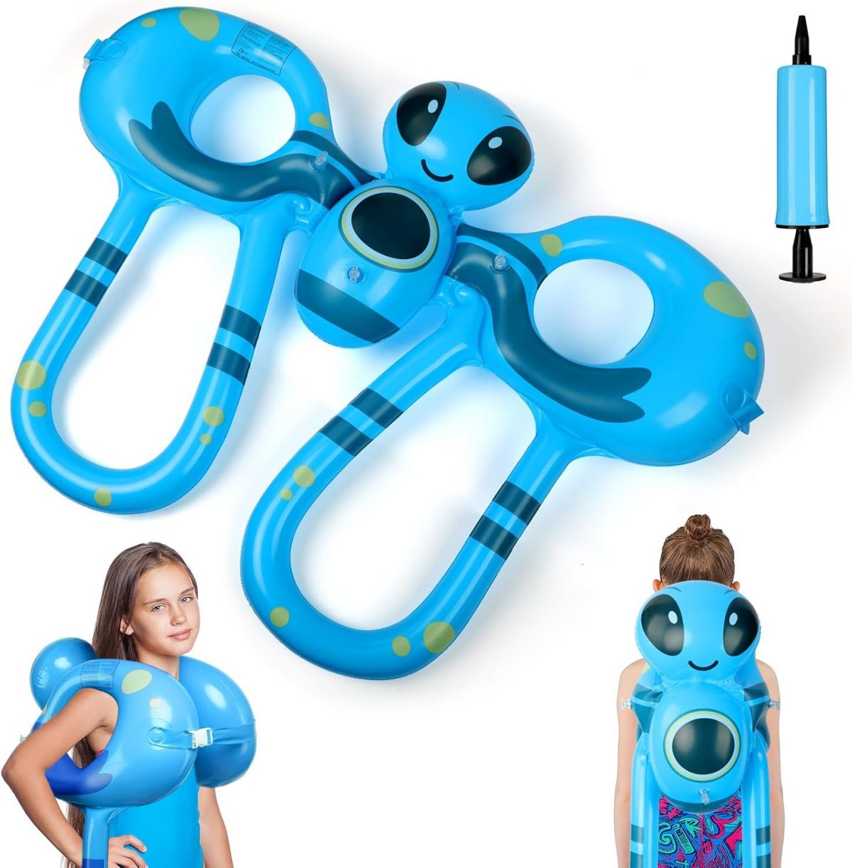 Augot Kids Swim Vest Floaties Adjustable Pool Trainer Life Jacket with Airbags for Ages 3-7 Up to 110 lbs