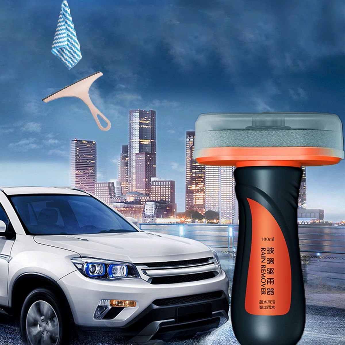 Generic Windshield Glass Cleaning & Rain Repellent Kit with Hydrophobic Coating Universal Wiper and Towel Included