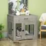 PawHut Dog Indoor Crate Furniture with Soft Water-Resistant Cushion, Grey