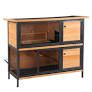 PawHut 2-Story Large Wooden Pet House Metal Frame with Individual Room for Outdoor/Indoor