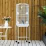 PawHut Metal Indoor Bird Cage Starter Kit with Detachable Rolling Stand, White