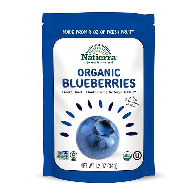 Natierra Nature's All Foods Organic Freeze-Dried Blueberries, 1.2 Ounce