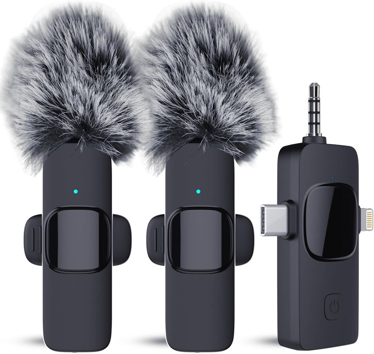 HITROLINK Wireless Lavalier Mic System for iPhone Android Camera with Windproof Covers for Interviews and Streaming