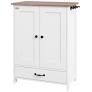 PawHut Pet Feeding Station, Dog Food Storage Cabinet Raised Dog Bowls, Adjustable Panel, White