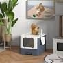 PawHut Cat Litter Box for Large Cats Up to 13 lbs with Lid, White