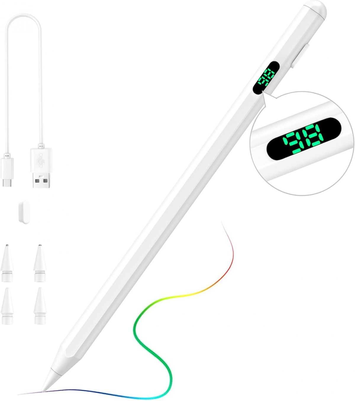 TiMOVO Precision Stylus for iPad with Palm Rejection and USB-C Fast Charging Compatible with 2018-2024 iPads