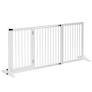 PawHut Freestanding Length Wooden Adjustable Pet Gate, Lockable Door 3 Panels, White