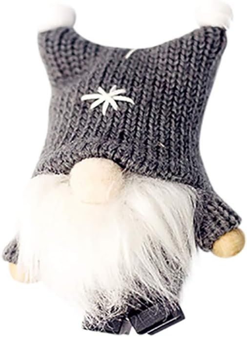 Generic Woolly Grey Christmas Gnome Plush Car Ornament Festive Hanging Decoration