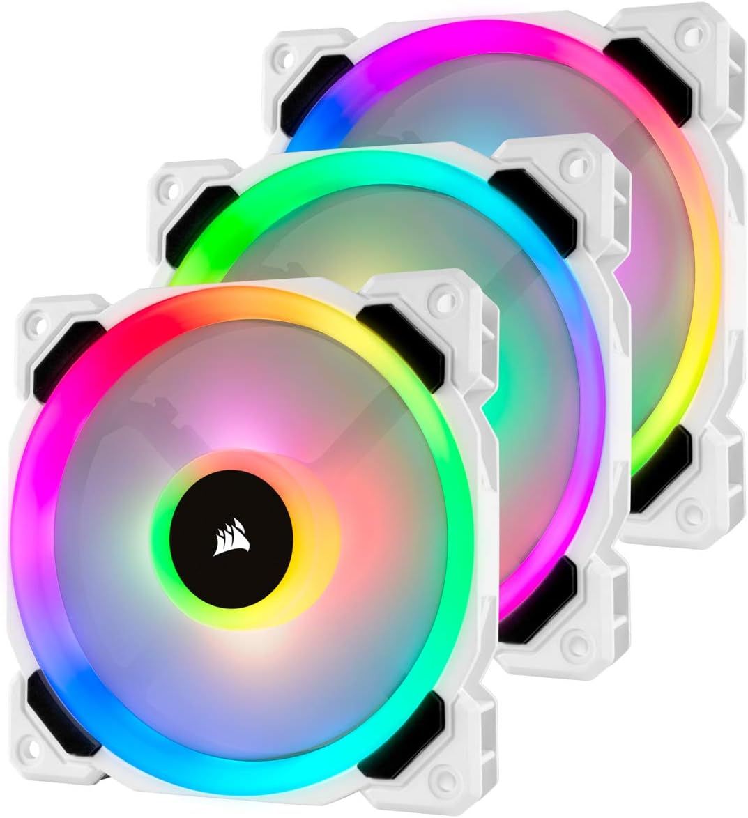 Corsair LL120 White LED Fan Pack with Lighting Node PRO Triple Pack 120mm RGB Fans for Enhanced Cooling Effects
