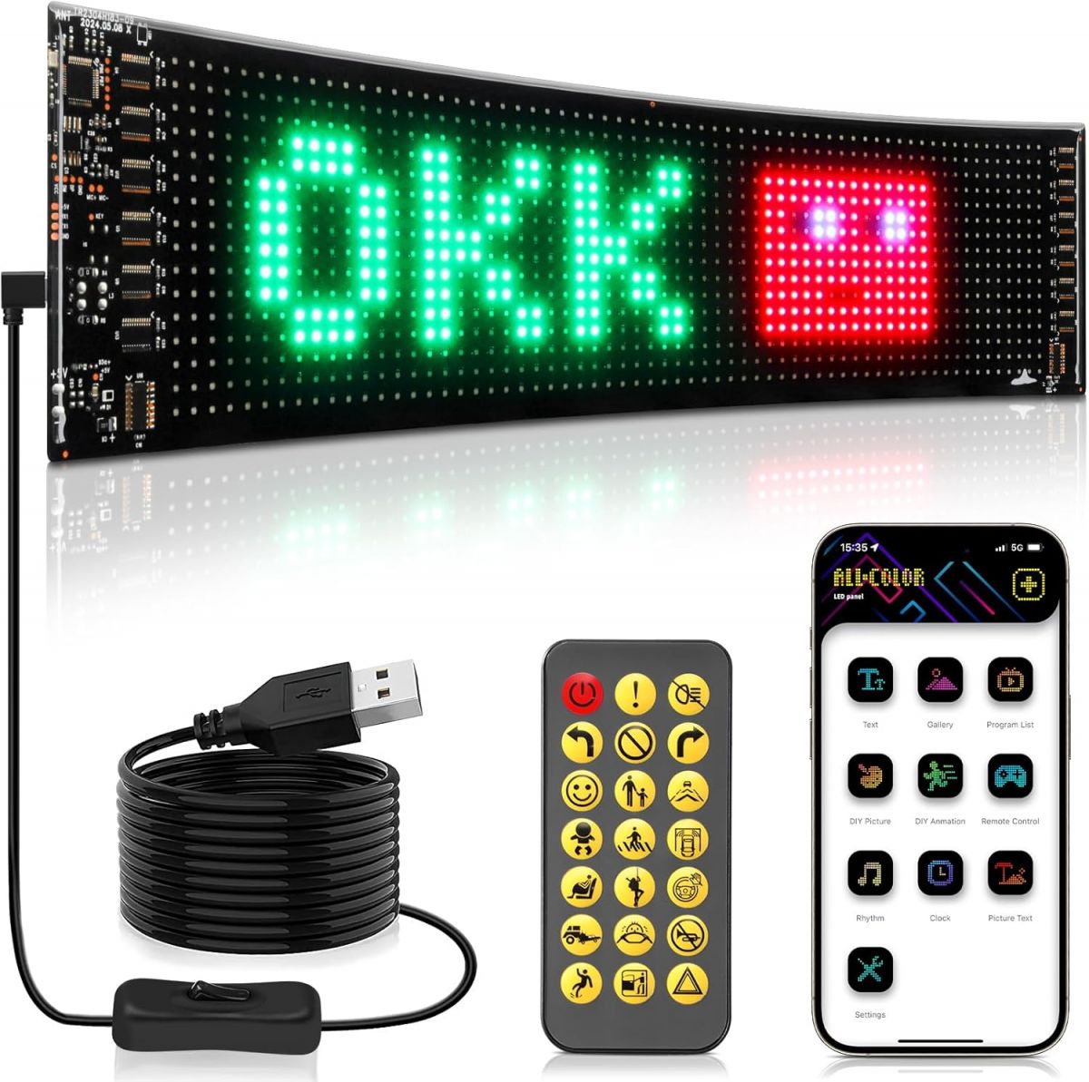 HVAC YELLOW HAT Custom Bluetooth-Controlled LED Sign with Scrolling Text and Animations