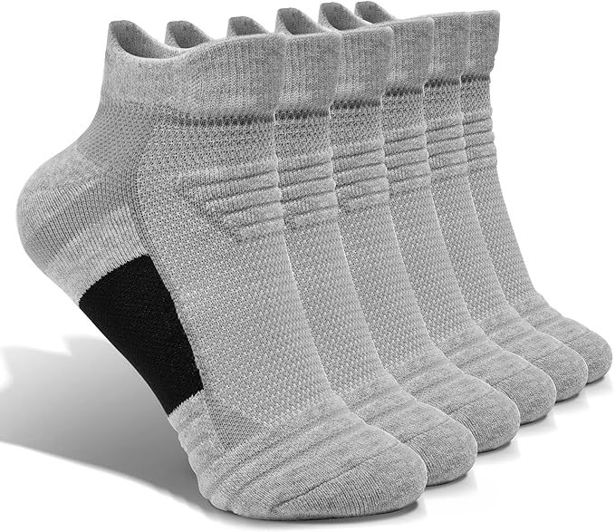 nexobot Men's Athletic Ankle Socks Breathable Cushioned Athletic Running Socks 6-Pack Size 9-12
