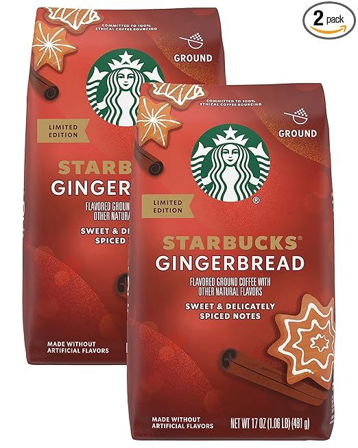 Starbucks Limited Edition Ground Coffee, Gingerbread, 17 Ounce, Pack of 2