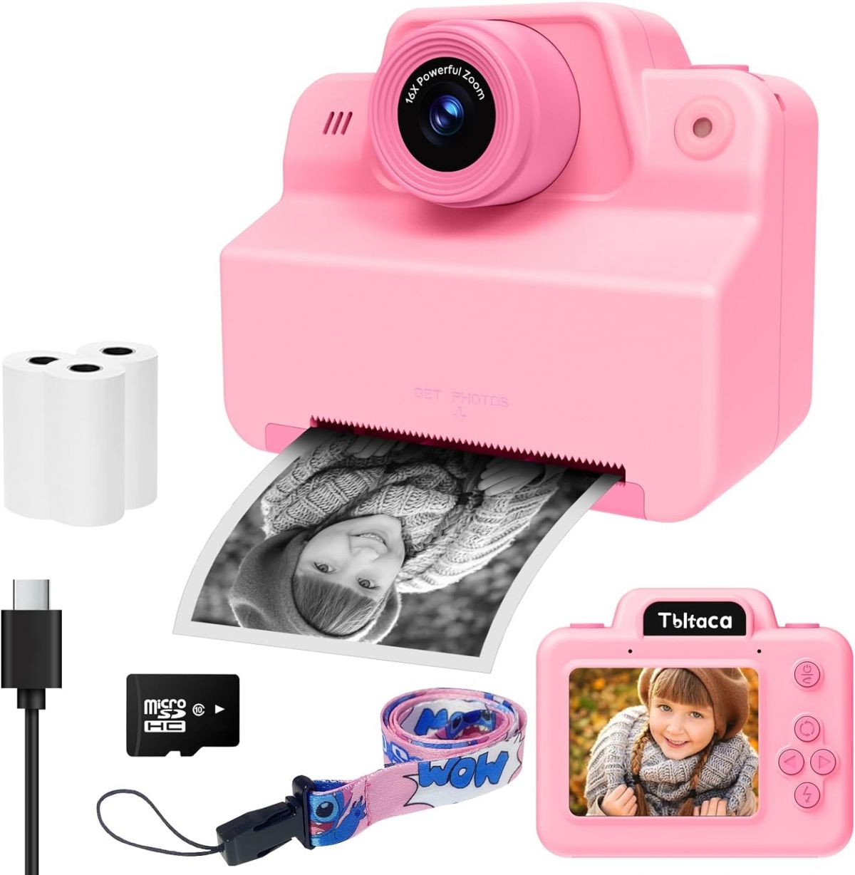 Tbltaca Instant Print Camera for Kids Fun Digital Camera for Ages 3-12