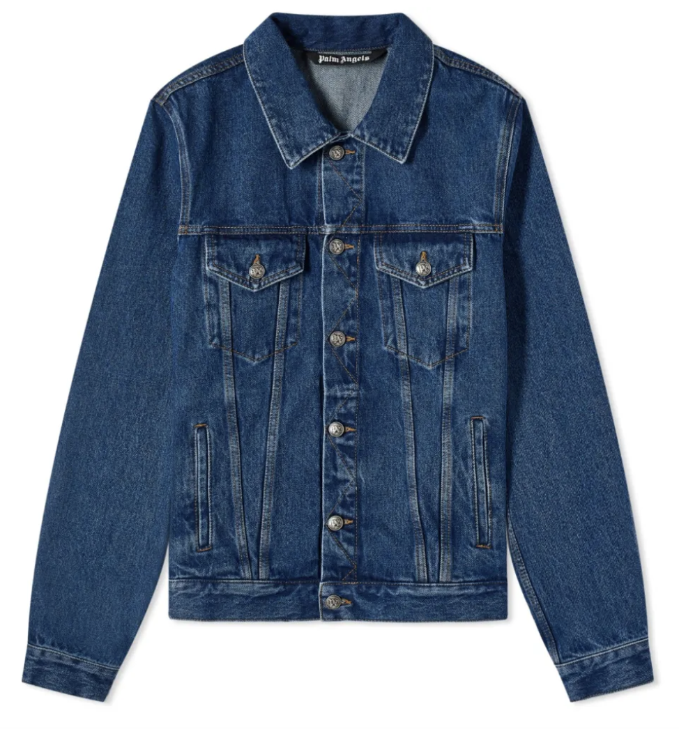 Palm Angels Men's Stud Monogram Denim Jacket in Blue