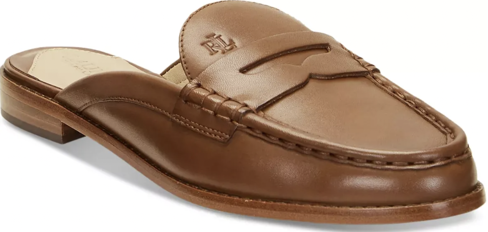 Ralph Lauren Women's Wynnie Penny Loafer Mules - Deep Saddle Tan