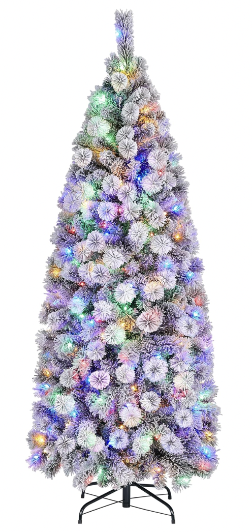 Yaheetech 6-Foot Pre-Lit Snow Flocked Artificial Christmas Tree