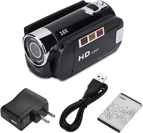 Socobeta RetroStyle Full HD Digital Camcorder for Business & Travel Black Video Camera