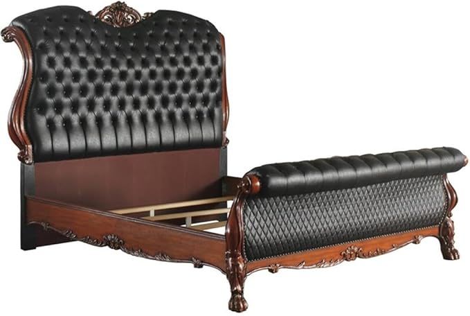 Acme Dresden Eastern King Bed (PU & Cherry Oak)