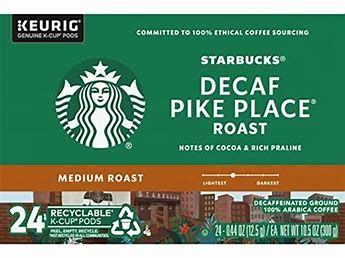 Starbucks Pike Place Decaffeinated Coffee K-Cup, 24 Count