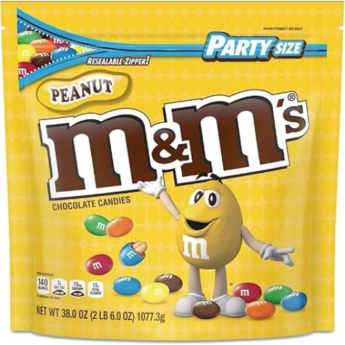M&M's Milk Chocolate Peanuts Candies, Party Size, 38 oz Bag