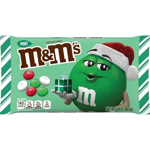 M&M's Holiday Mint Chocolate Candies, Christmas Assortment, 9.2 oz Bag