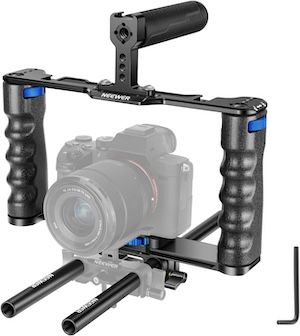 NEEWER Aluminum Alloy Camera Cage Kit with Handle and Dual Grips Blue