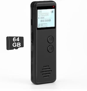 Sbwwas Portable 64GB Voice Recorder with High-Quality Audio