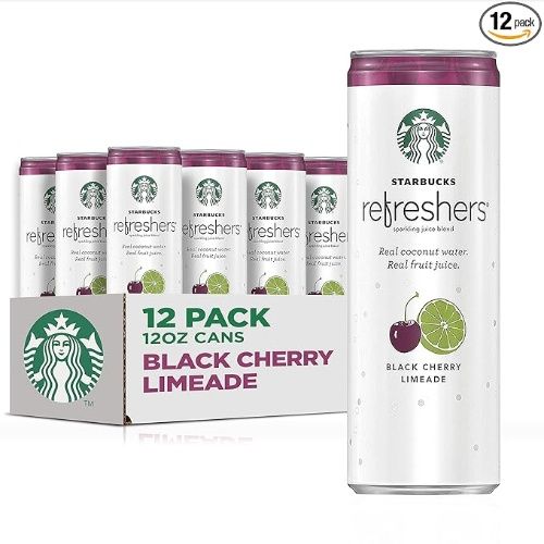 Starbucks Refreshers, Sparkling Juice Blend, Black Cherry Limeade, 12 fl oz. cans (12 Pack)