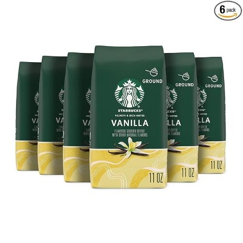 Starbucks Vanilla Flavored Ground Coffee with Other Natural Flavors, 6 bags (11 oz each)